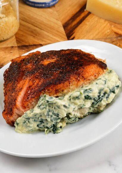 Thumbnail for Air Fryer Stays-Stuffed Salmon Recipe (Blackened & Creamy!)