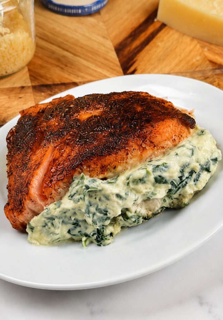 Air Fryer Stays-Stuffed Salmon Recipe (Blackened & Creamy!)