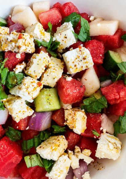 Thumbnail for Crispy & Easy Watermelon Feta Salad with Cucumber (Never Soggy!)