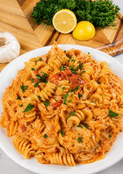 Thumbnail for Creamy Crockpot High Protein Chicken Pasta