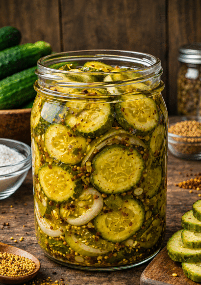 Thumbnail for Easy Sugar Free Bread and Butter Pickles Recipe (Extra Crunchy!)